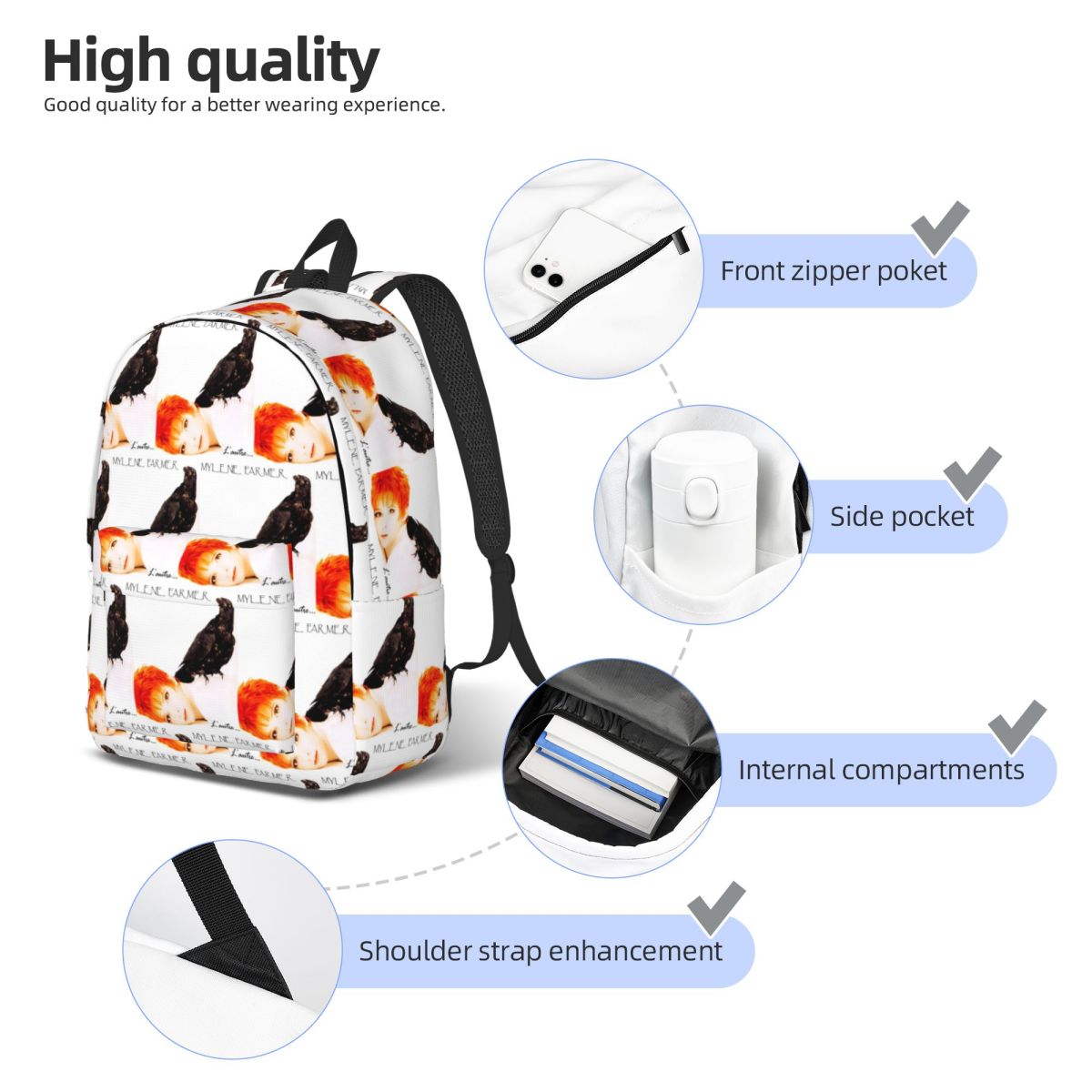 Mylene Farmer Backpack Daypack - Women Bags Farmers recension och pris